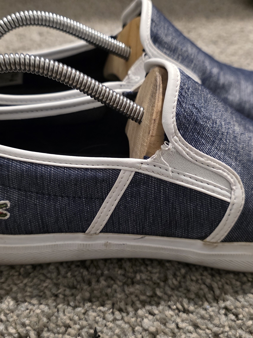 Lacoste Navy Slip-On Loafers with White Trim